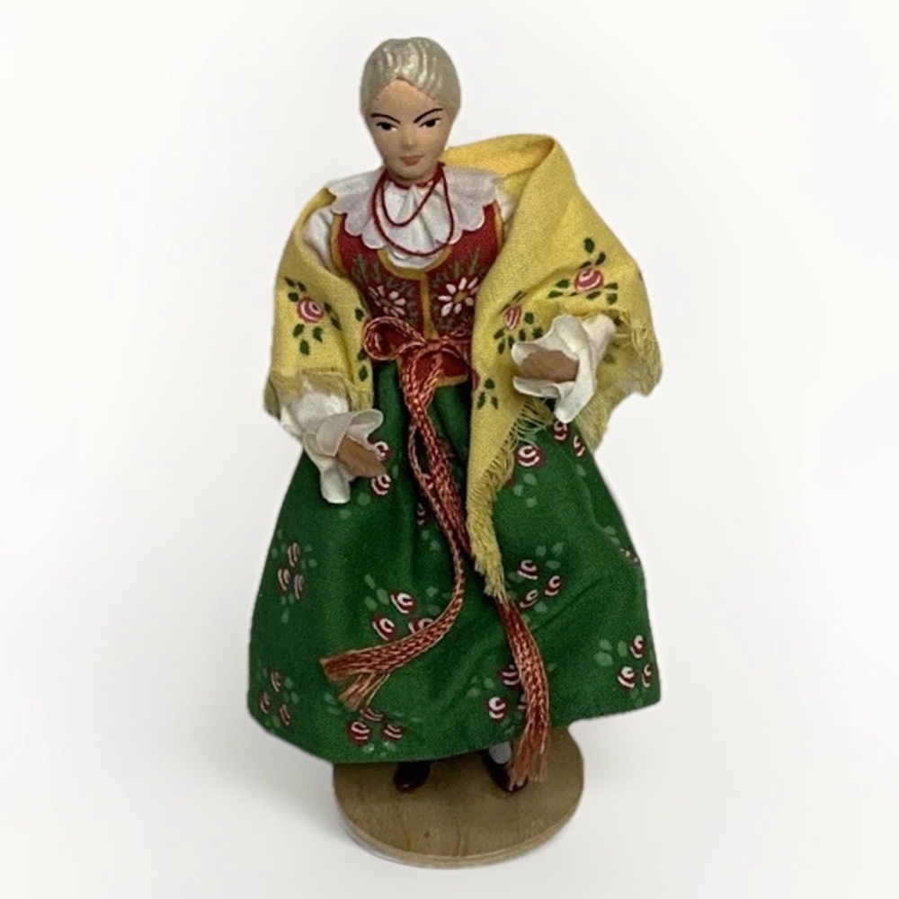Vintage Polish Folk Costume Doll on Platform